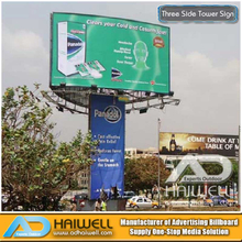 Espositore per cartellone pubblicitario unipolo con illuminazione frontale a forma di arco
